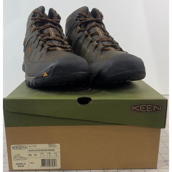 Keen Men's Targhee III Waterproof Mid Hiking Boots Sz. 12 Black Olive/Golden Bro - Picture 1 of 8